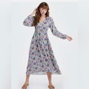 Summersalt Cinched Waist Caftan Floral Midi Dress Oversized Women’s size Medium